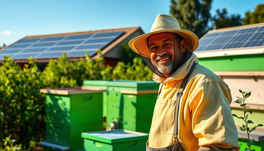 Beekeeper in Föhr with beehives and solar panel roof, Honigernte Föhr.