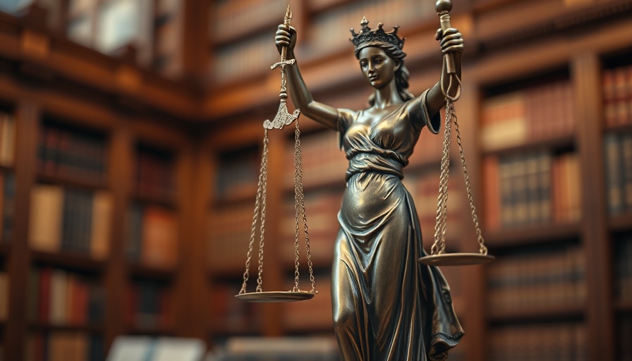 Bronze statue of Lady Justice in a library, elegant and detailed.