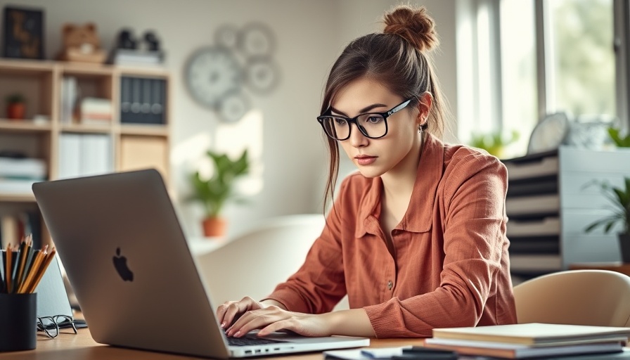 Stressed woman at desk, highlighting AI-related unemployment concerns.