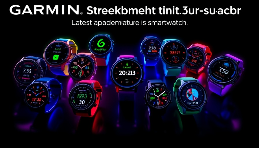 Garmin smartwatches update features highlighted in a colorful display on black background.