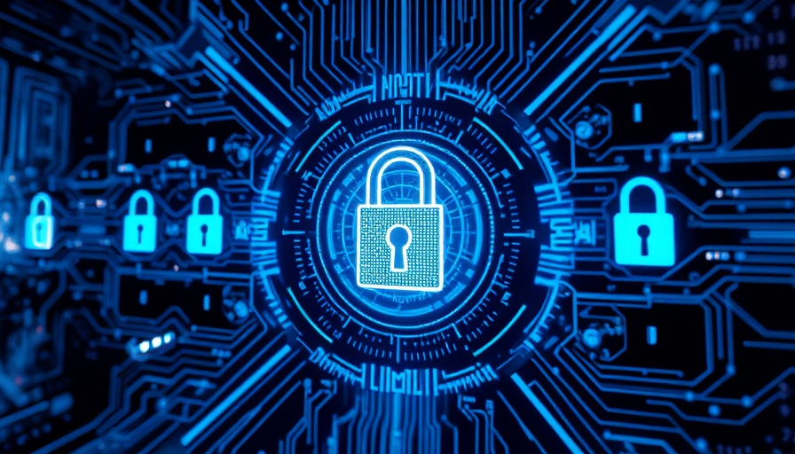 Futuristic AI concept emphasizing data privacy and security.