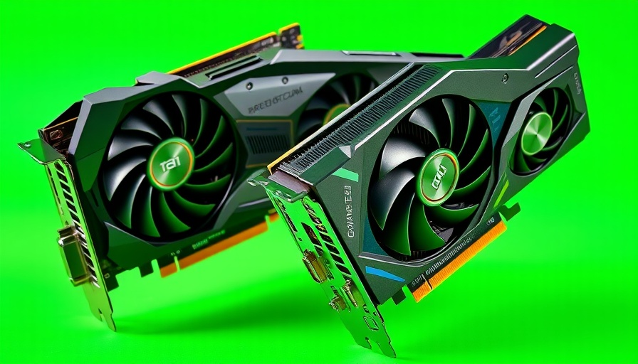 Nvidia Rekordumsatz GeForce graphics cards on green background.
