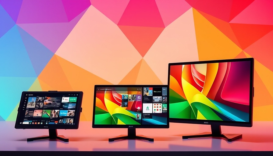 Beste tragbare Monitore 2023 auf buntem Hintergrund, moderne Designs.