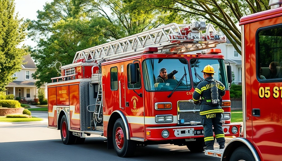 Fire truck and firefighters in Norderstedt residential area, exposure event