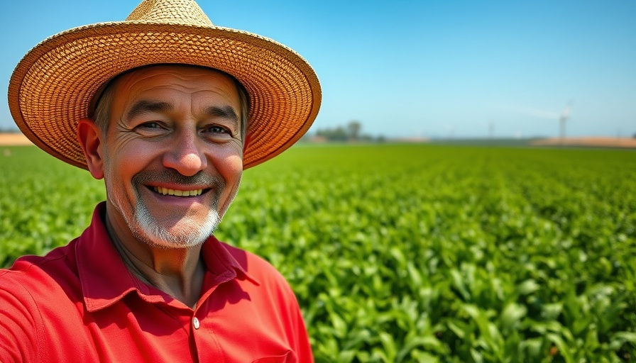 Leben auf dem Land: Man smiling in a sunny farm field.