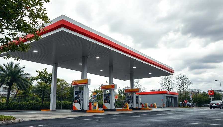 Abriss Shell-Tankstelle Hegestraße, modern gas station under cloudy sky.