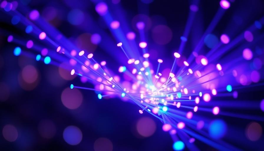 Weltrekord Datenübertragung Glasfaser: Glowing fiber optic cables in bokeh.