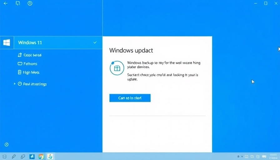 Windows 11 update interface with options for system check and backup.