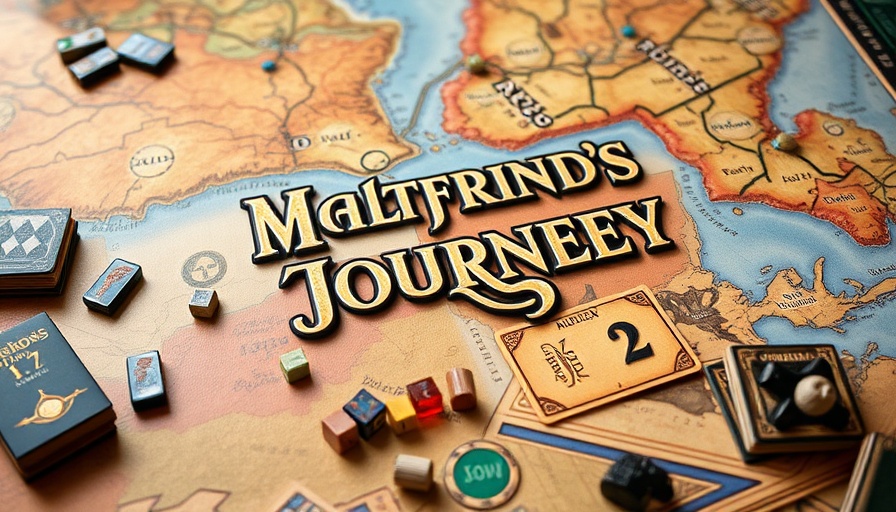 Maltfriend’s Journey Brettspiel Schottland board game setup with pieces and cards.