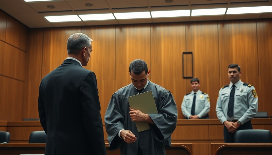 Courtroom scene of Schließfachräuber dumm angestellt with officers.