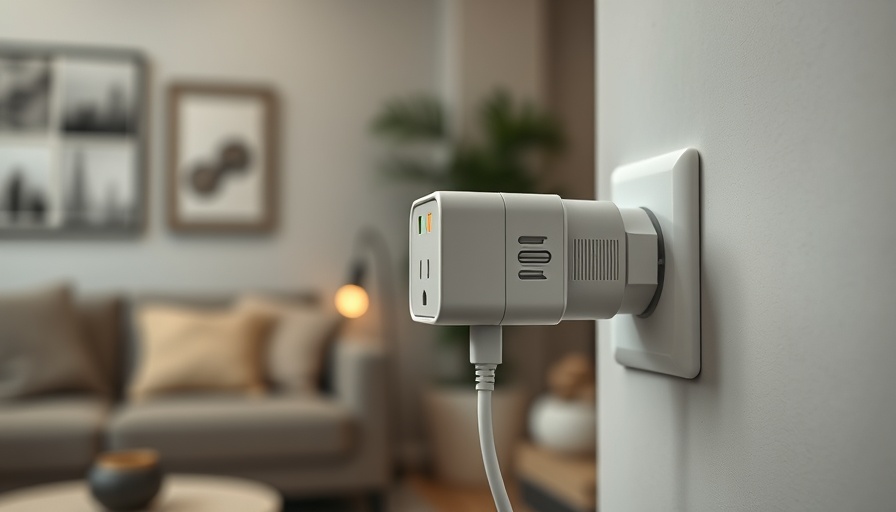 Powerline-Adapter einrichten plugged in a living room wall socket, indicating lights.