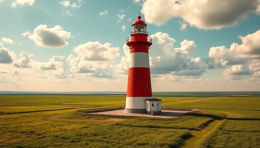 Schönste Leuchttürme im Norden: A beautiful lighthouse in green fields.