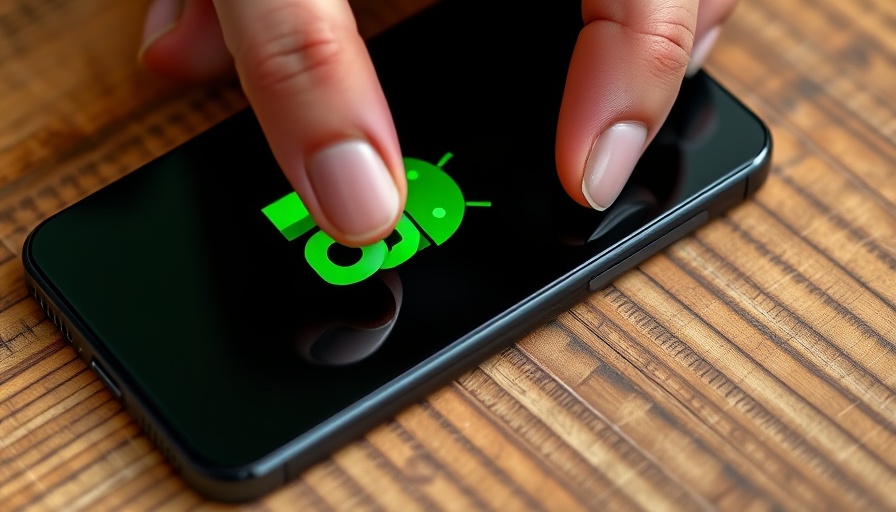 Close-up of a smartphone screen with Android 16 logo.