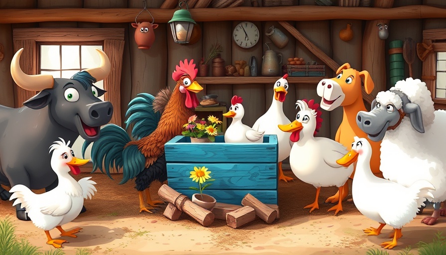 Kinderbuch Demokratie cover with animated farm animals discussing.