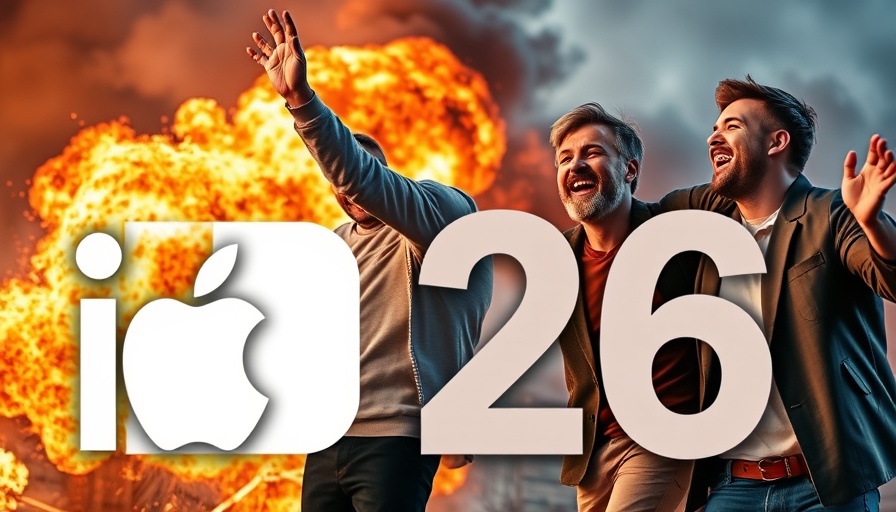 iOS 26 explosive podcast cover art with lively hosts.
