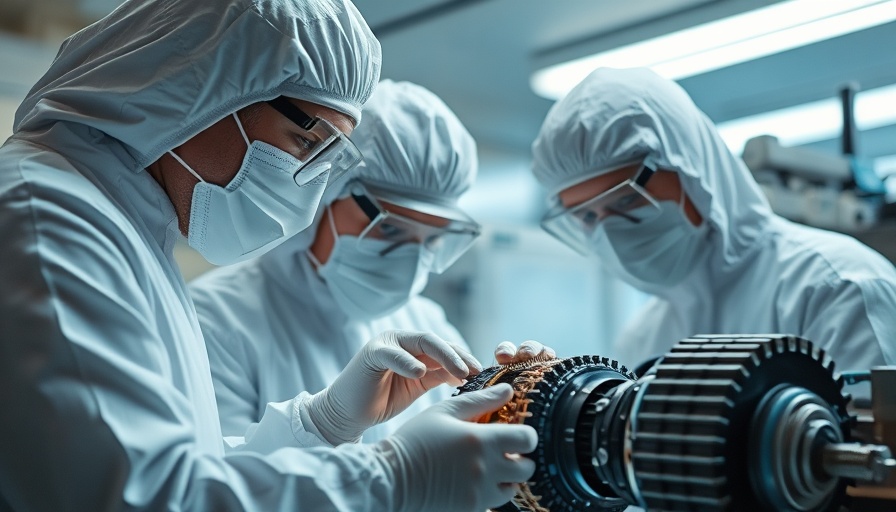 Scientists assembling satellite component for erdnahe GPS-Alternative in clean lab.