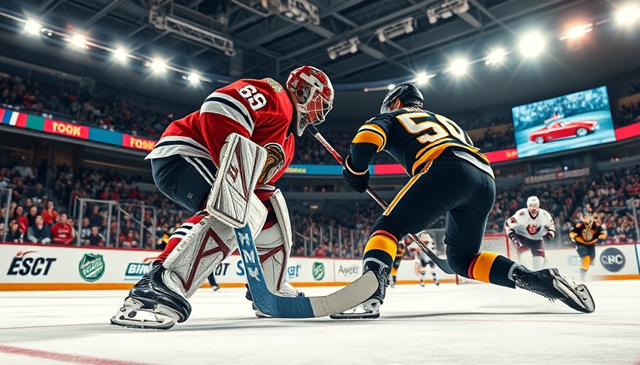 Intense hockey shot and save during Stanley Cup Finale.