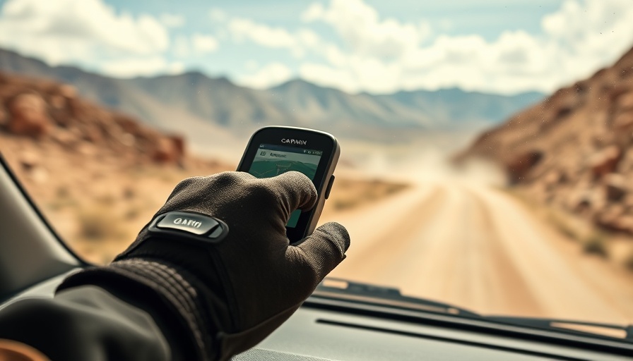 Garmin Tread 2 Overland Edition on off-road trail with mountains.