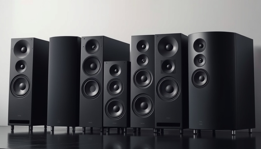 CSM2-Lautsprecherserie von Sony showcasing sleek black speakers.