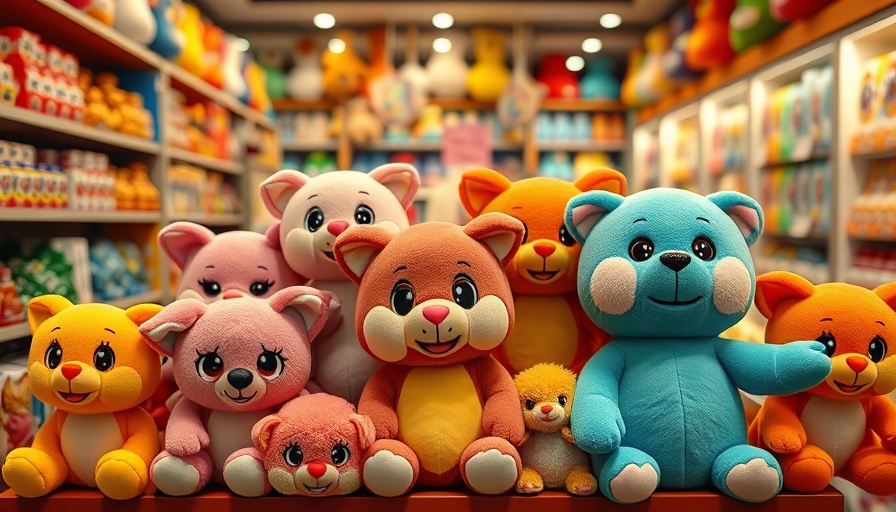 Vibrant plush toy variety in retail store setting