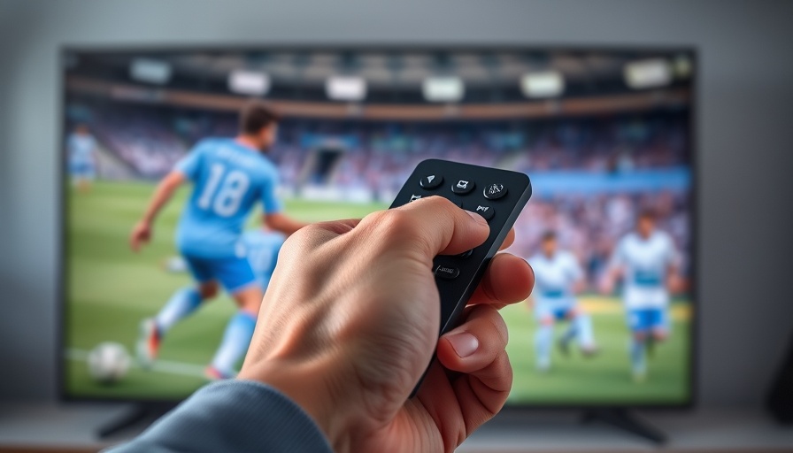 Remote control in hand with Al-Ain gegen Juventus Turin match on TV.