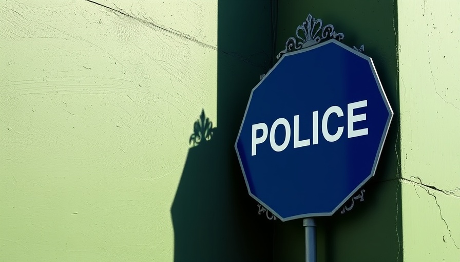 Bright blue Polizei sign on green wall, Palantir Big Data Polizei Einsatz.