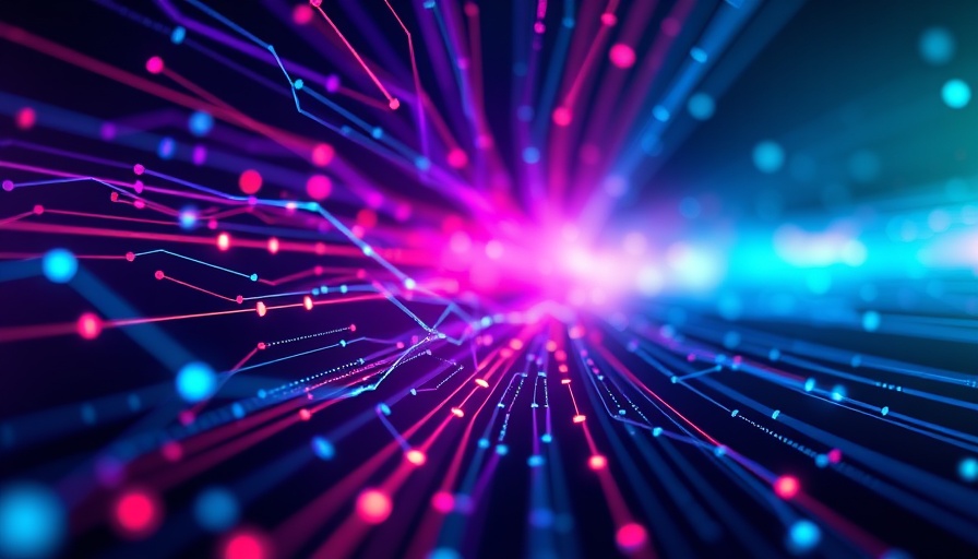 Abstract data transfer illustration in vibrant colors.