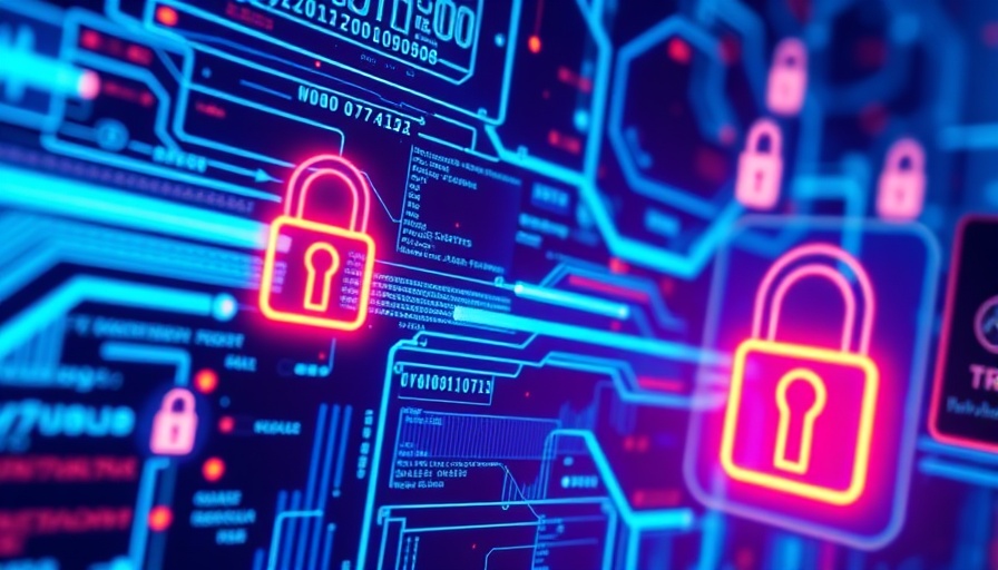 Futuristic cybersecurity concept with data streams and lock.
