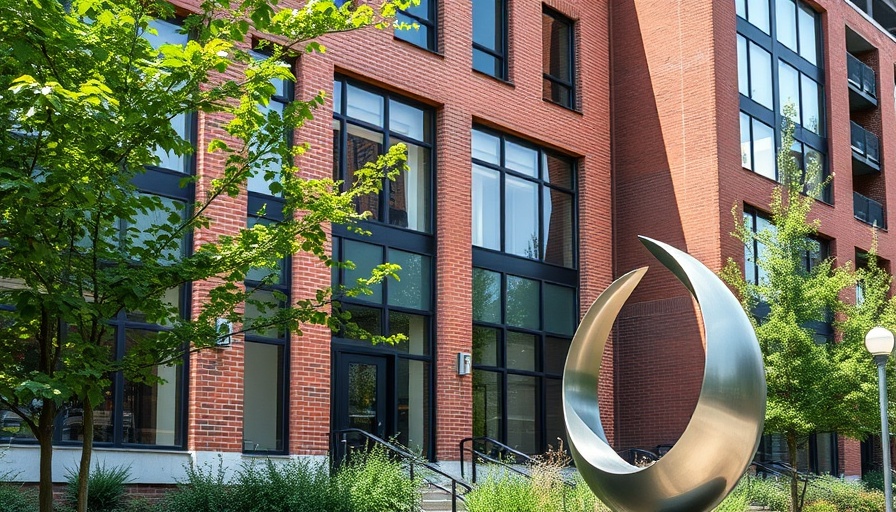 Modern building in Schleswig-Holstein with sculpture, Energiewende
