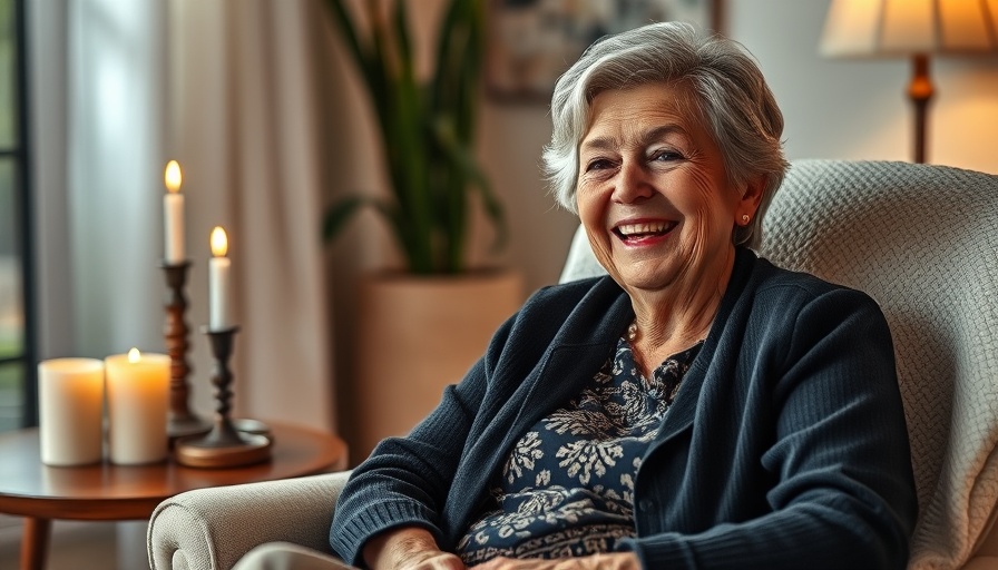 Älteste Frau im Norden, smiling in a cozy home setting.