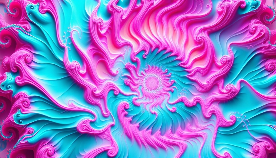 Vibrant fractal pattern in turquoise and pink, Datenschutz Erfolge theme.