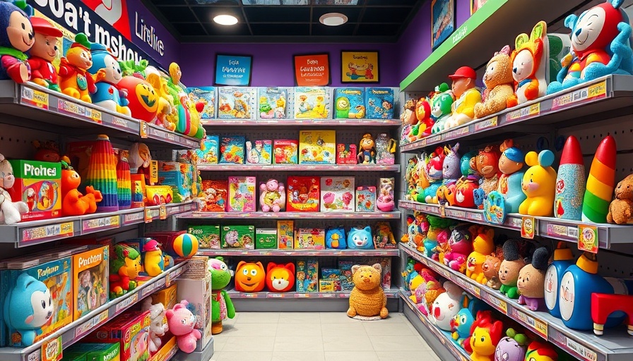 Organized shop-in-shop system displaying colorful toys and games.