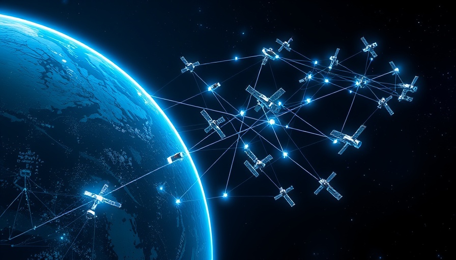 Project Kuiper satellite network surrounding Earth, digital illustration.