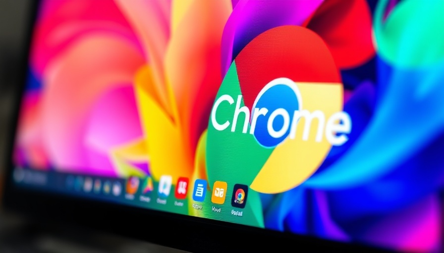 Google Chrome window on screen with colorful abstract background.