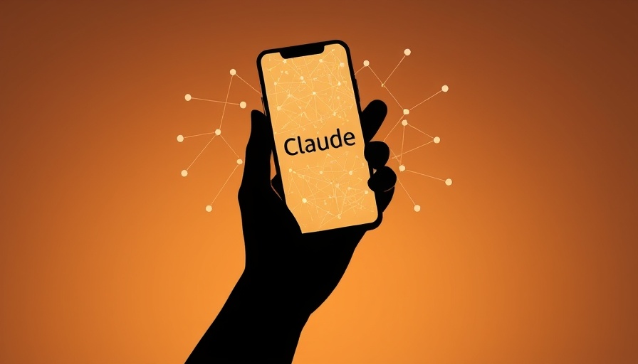 Illustration of a hand holding a phone displaying 'Claude', symbolic of AI training.