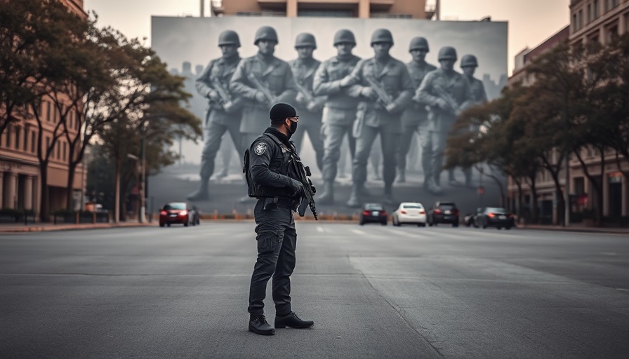 Armed officer at city intersection amidst Iran Israel ceasefire tension.