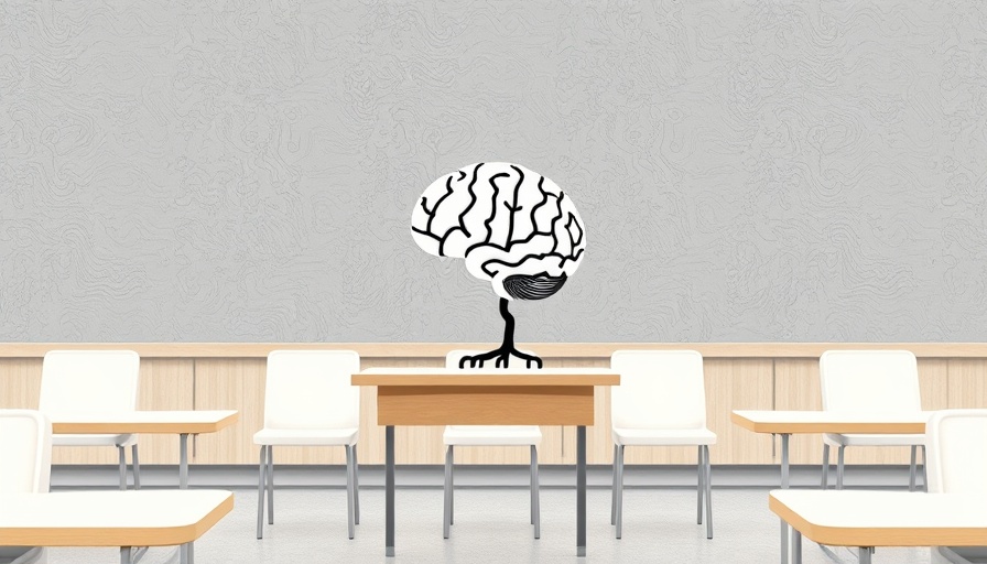 KI im Klassenzimmer illustration with AI brain and figures.