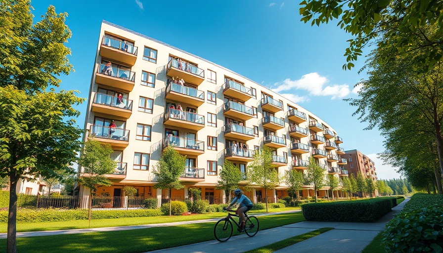 Neue Wohnungen in Hamburg: modern apartments with balconies, sunny day.