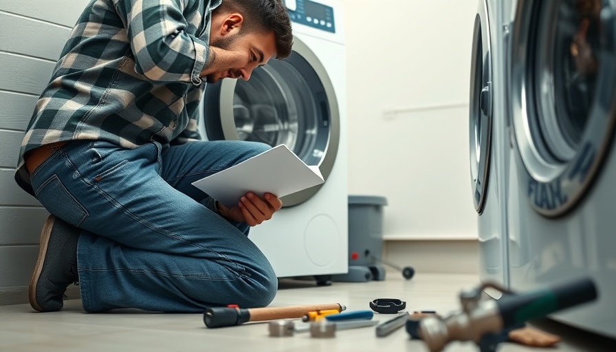 Technician repairing washing machine, Recht auf Reparatur Texas context.