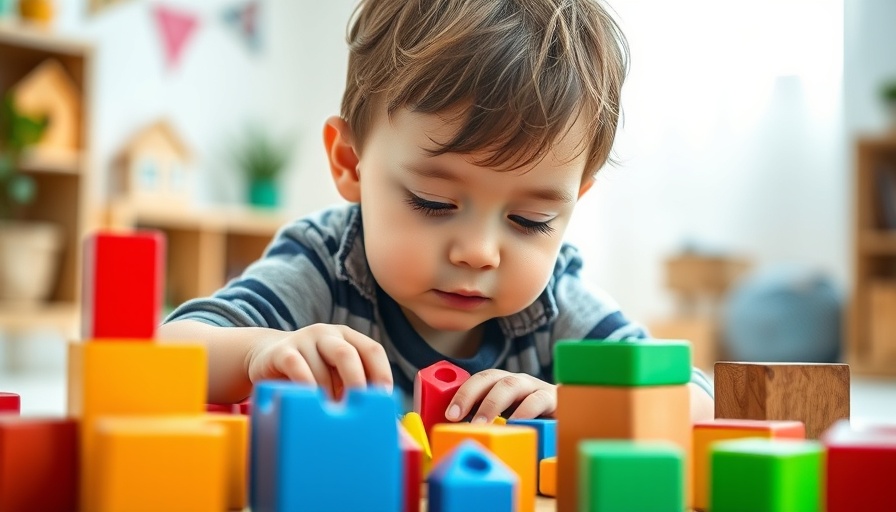 Child playing with Montessori-Spielzeug blocks in a cozy room.