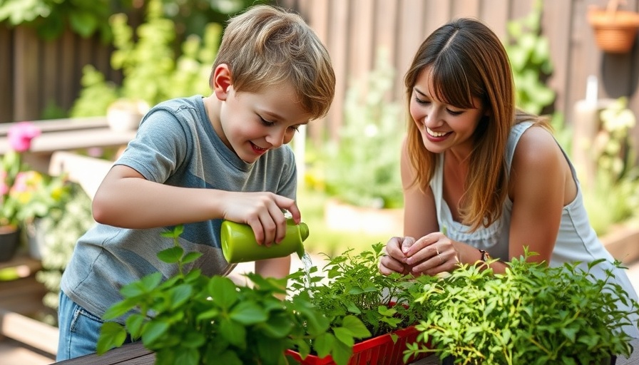 Junge beim Gießen von Pflanzen im Garten, Spielzeuge für draußen