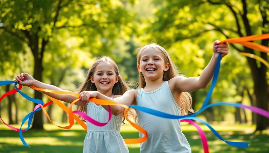 Sommerferien 2025: Kids playing with ribbons in a sunny park.
