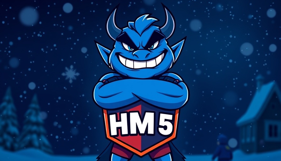 HMX 5 Gaming-PC mascot with wintry blue design.