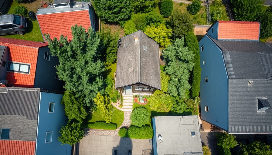 Sylter Mini-Haus versteigert aerial view with lush garden.