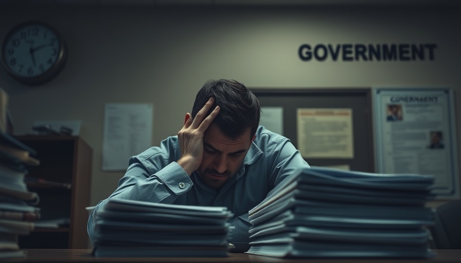 Klage gegen Datenschutzbehörden: Tired government employee with documents in office.