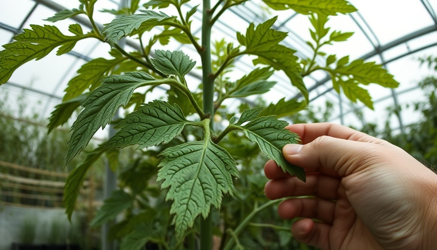 Tomato plant leaves with curling disease, Kräuselkrankheit bei Tomaten, close-up.