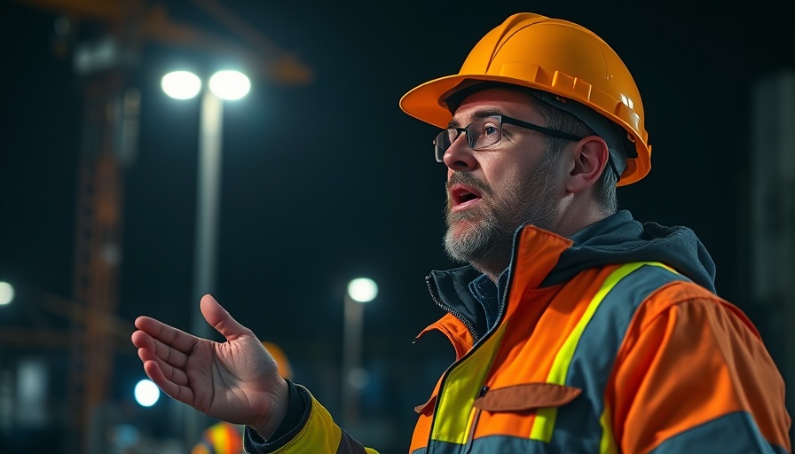 Brückenabriss Stormarn construction worker at night.