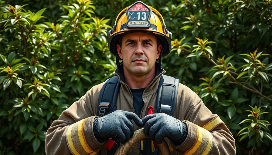 Firefighter in action near brennender Kühlschrank in Großhansdorf.