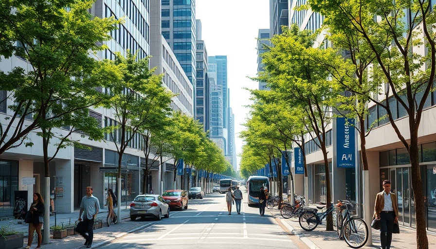 Modern street scene along B73 in Harburg showing urban developments.