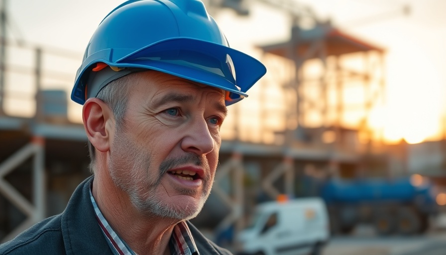 Middle-aged man discussing construction at Rader Hochbrücke site.